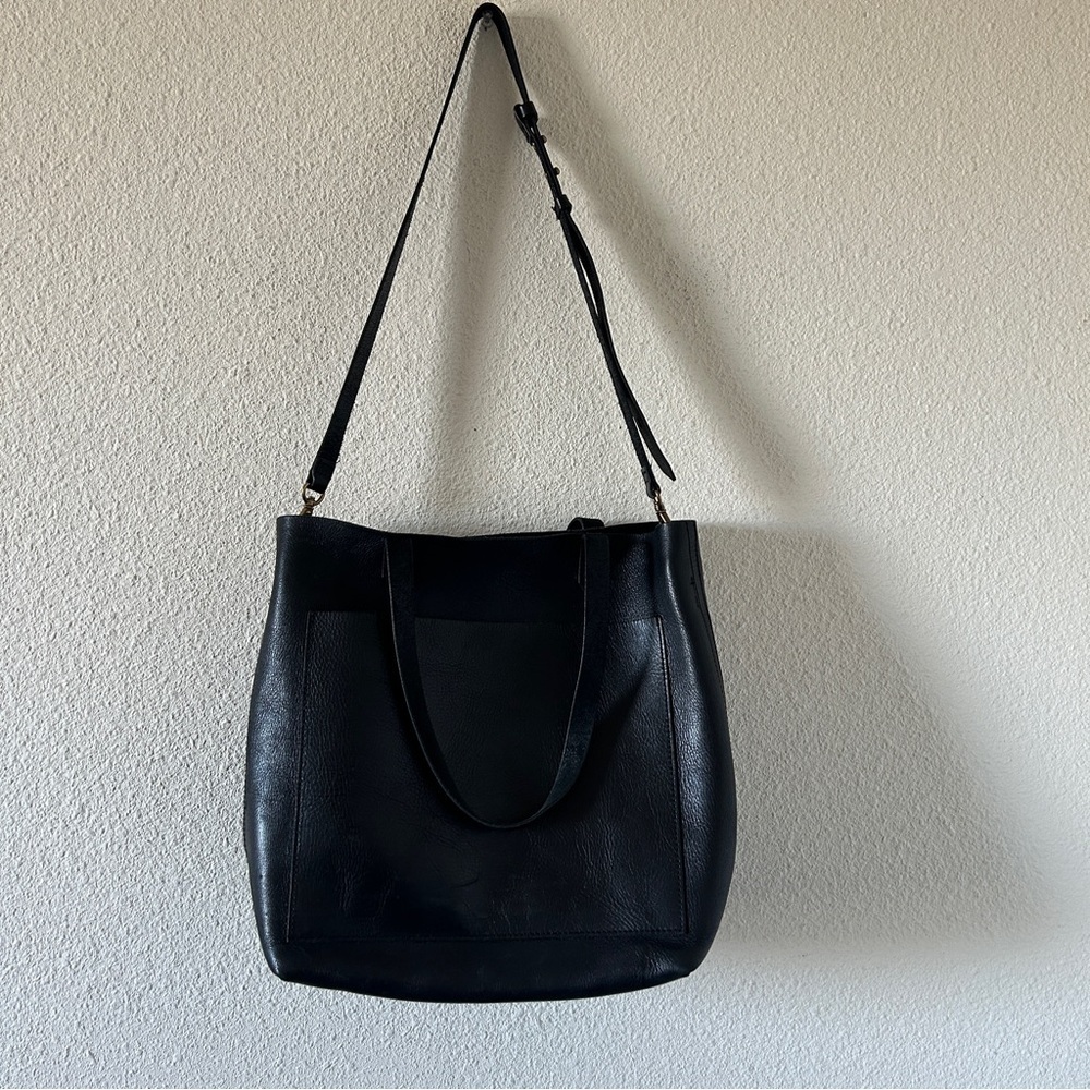 Madewell Women’s Leather Tote Bag 2 Way Black Casual Boho Office School